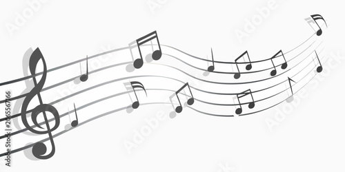 Fotografie Musical Notation And Staff Lines In A Black Vector Illustration