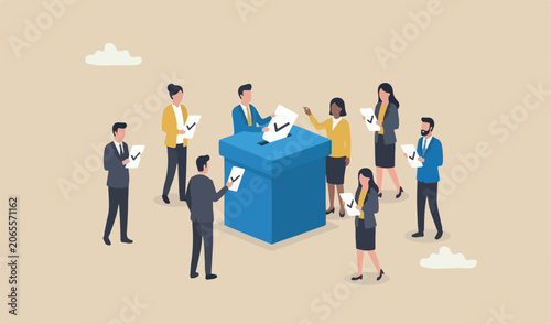 Photography Voting, poll or employee feedback questionnaire, politic choice, opinion or demo