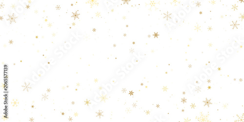 Christmas gold seamless snowflake background. Vector illustration.