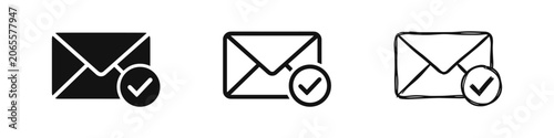 Obraz na płótnie Email sent icon set, message delivered symbols with check mark