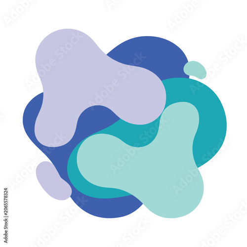 Abstract colorful shapes and blobs in blue and purple hues