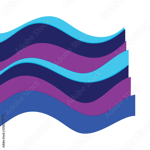 Wavy abstract background with blue and purple stripes