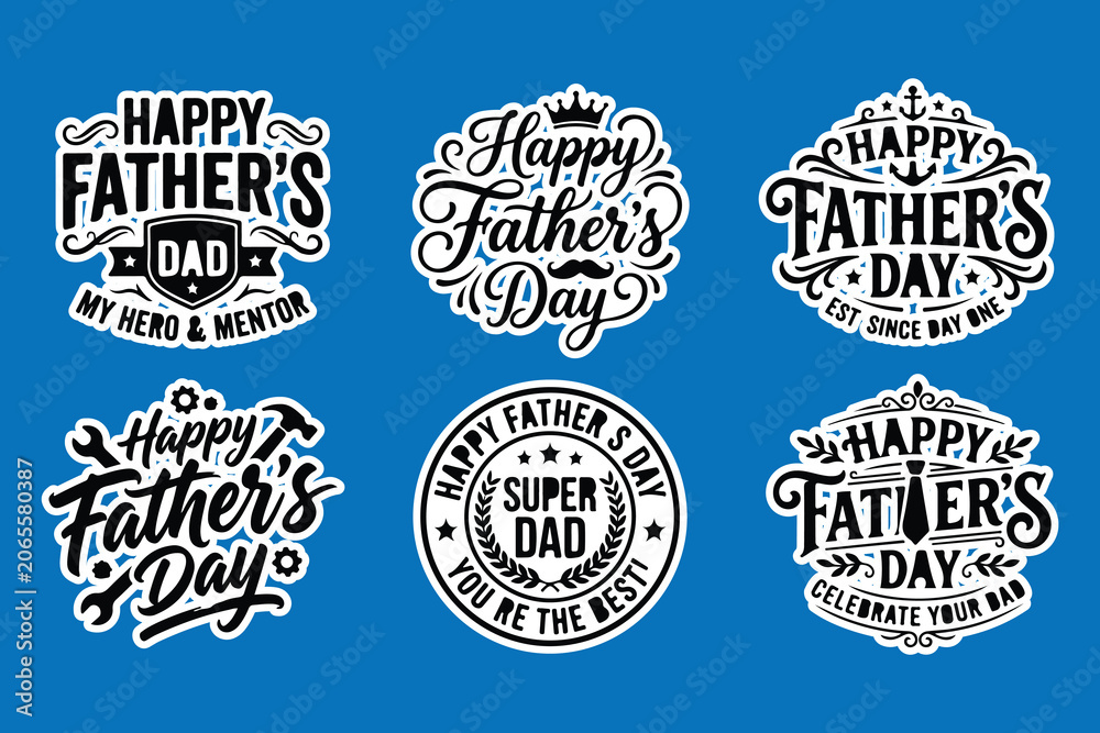 Fototapeta premium Happy fathers day typography labels