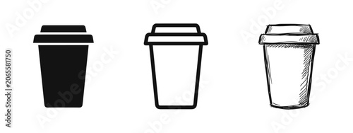 Billede på lærred Coffee to go cup icon set