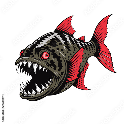 A monstrous piranha fish in attack mode