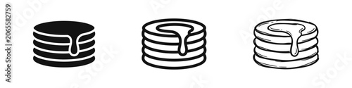 Foto Stack of Pancakes with Syrup Icon Set