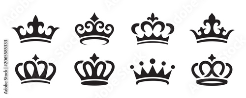 Canvastavla Collection of elegant royal crown vector icons isolated on transparent background for design