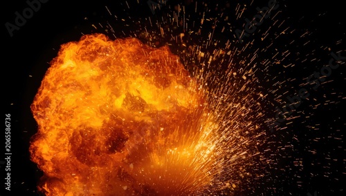 Explosion of orange flames ...