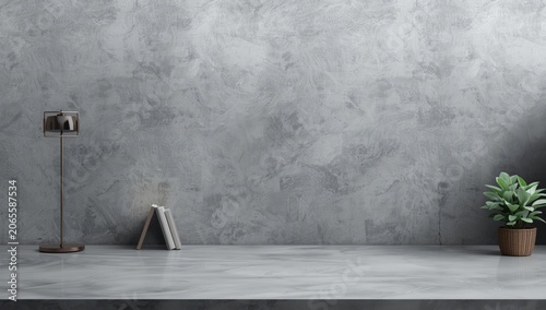 Neat gray desk platform pre...