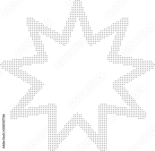 A delicate illustration of a star shape made of small dots on a transparent background.