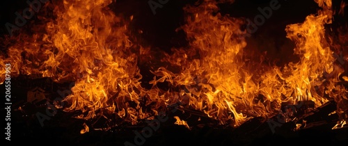 Flames rising from burning ...