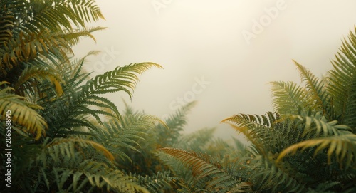 Dense tropical fern foliage...