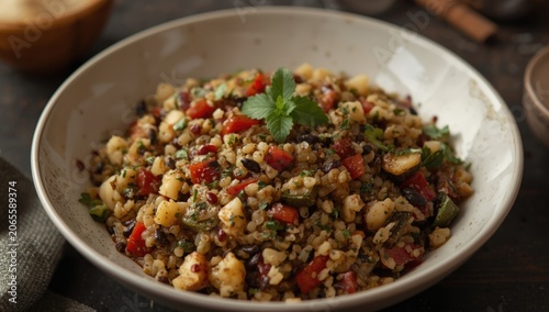 Bowl of colorful quinoa and...