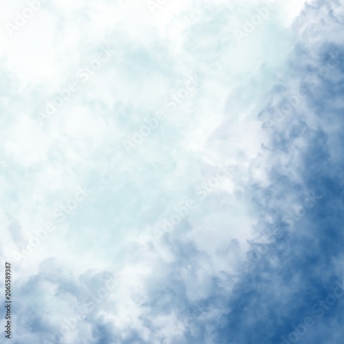 Schilderij op canvas An abstract watercolor texture background in dark blue and white