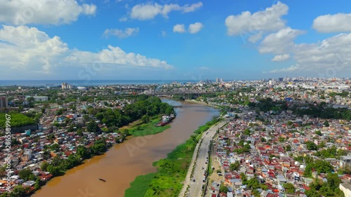 Aerial View river ozama in santo domingo