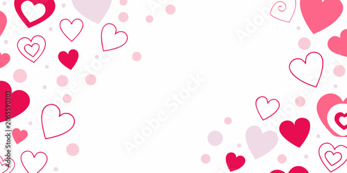 Tableau sur toile Pink And Red Hearts Pattern On White Background