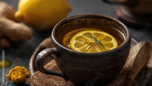Hot herbal infusion of ging...