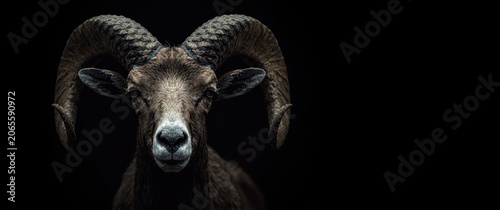 Close-up of a ram with larg...