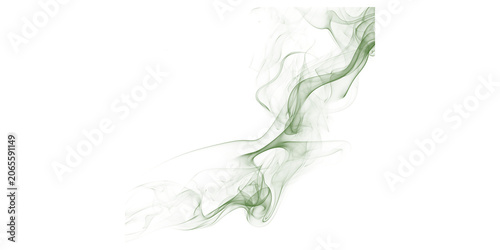 Bild auf Leinwand Ethereal green smoke tendrils wafting gently isolated on transparent background