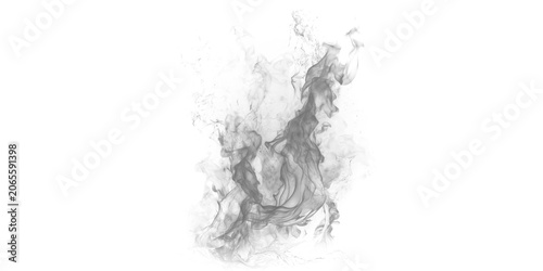 Tableau sur toile Gray smoke swirling on isolated transparent background with wispy tendrils