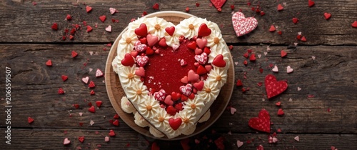 Heart-shaped cake decorated...