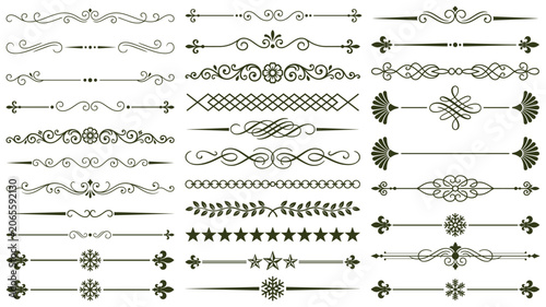 Fotografie Vintage ornamental dividers collection with floral borders decorative design elements set
