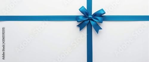 Blue ribbon and bow on a wh...