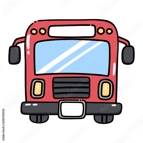 Red Bus Vehicle Cartoon Style Illustration Isolated