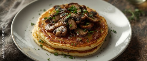 Savory pancakes topped with...
