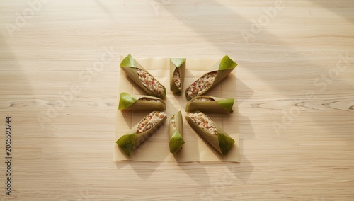Zongzi rice treats on light...