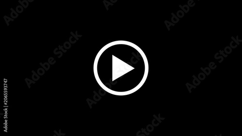 Minimal White Play Button Icon Vector on Media Player Video Audio Minimal Black Background 4K Video.