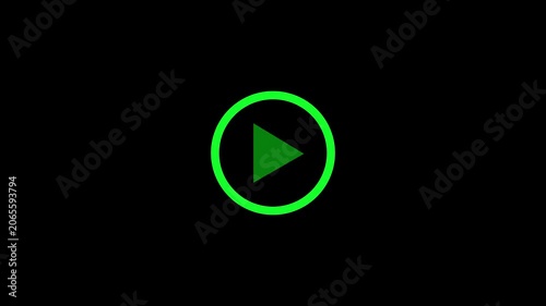Minimal Green Play Button Icon Vector on Media Player Video Audio Minimal Black Background 4K Video.