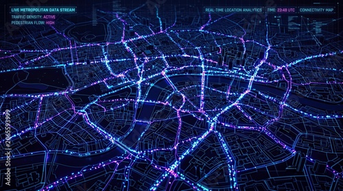 Digital Urban Traffic Flow Map With Real Time Data