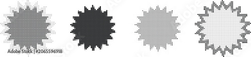 Photos Four spiky shapes in gray, black, light gray, and dark gray are arranged horizontally on a transparent background