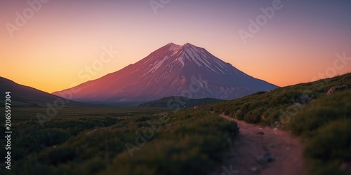 Mountain silhouette with ar...
