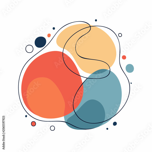 Abstract Organic Shapes with Flowing Lines and Dots