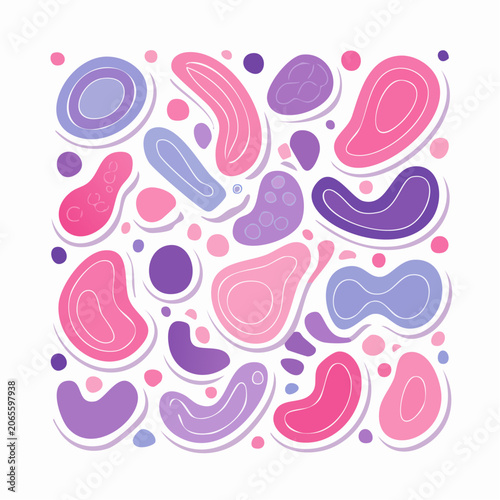 Abstract Organic Shapes Pattern in Pink and Purple