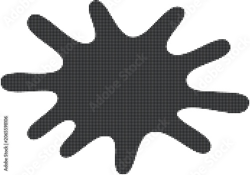 A large black ink splatter on a clean transparent background surface