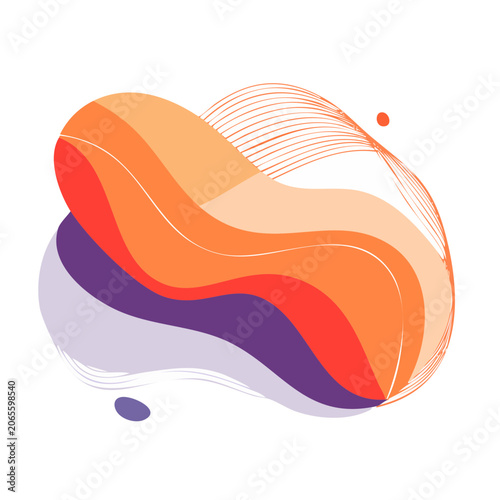 Modern abstract fluid shape with orange and purple colors