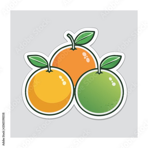 Orange and Lime Illustration with Leaves