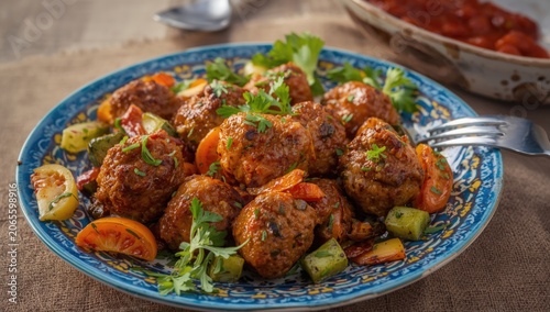 Meatballs with vegetables a...