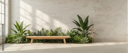 Indoor space with a wooden ...