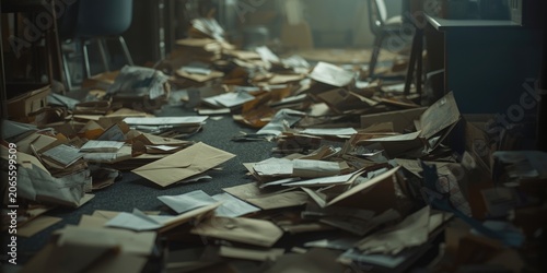 Room interior cluttered wit...