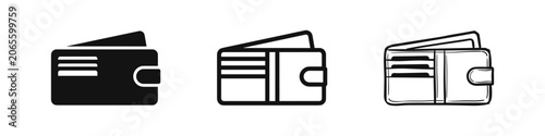 Konstfotografi Modern Wallet with Cards Financial Icon Set - Money and Personal Finance Vector