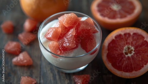 Grapefruit segments on yogu...