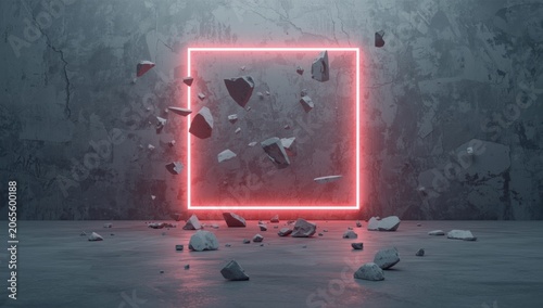 Neon framed levitating conc...