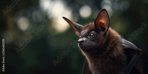 Close-up of a bat with larg...