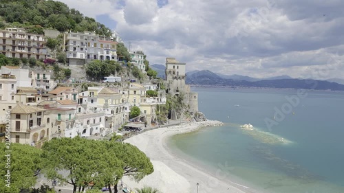 Panoramic view of Cetara, a town on the Amalfi Coast in Italy.