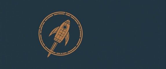 Retro rocket illustration in a circular border design
