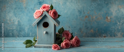 Birdhouse decorated with pi...